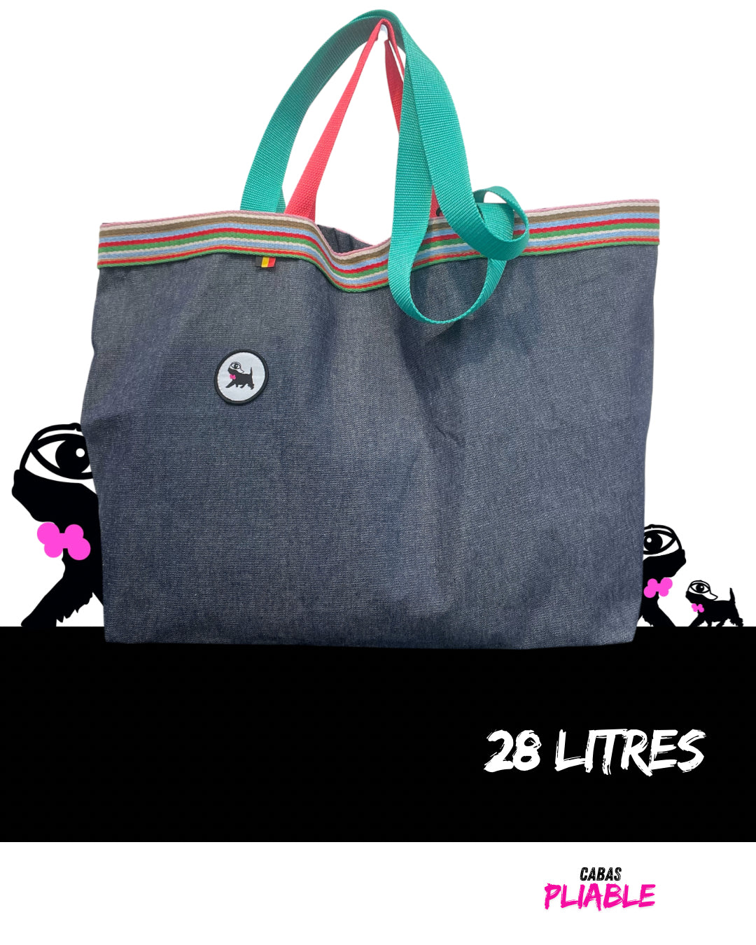 21A sac pliable en jeans 28 litres