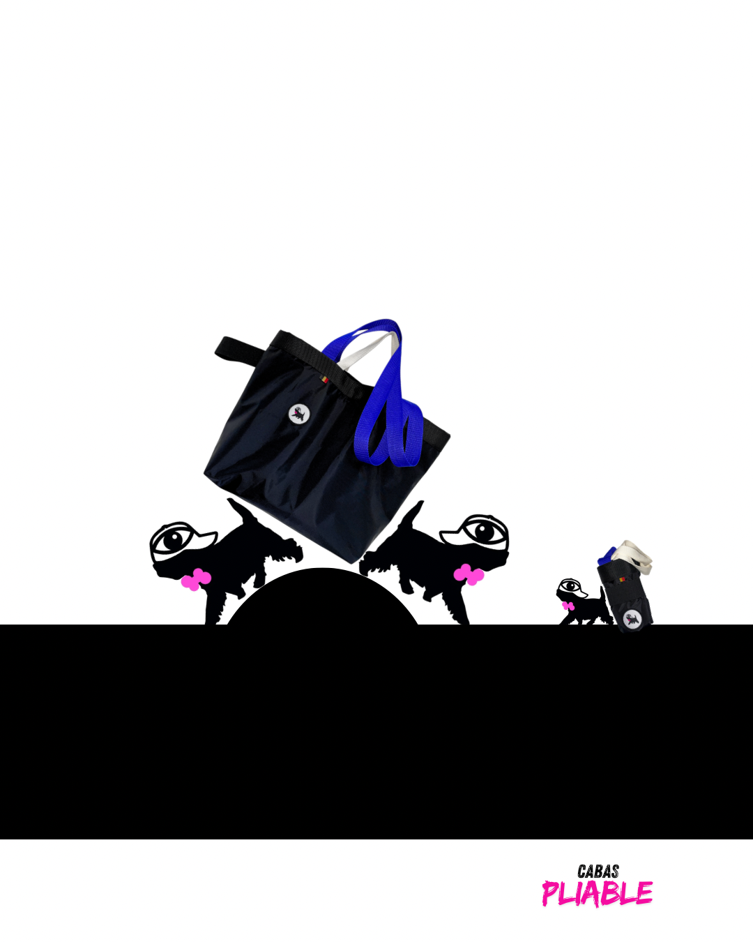 Sac de courses M, pliable, noir