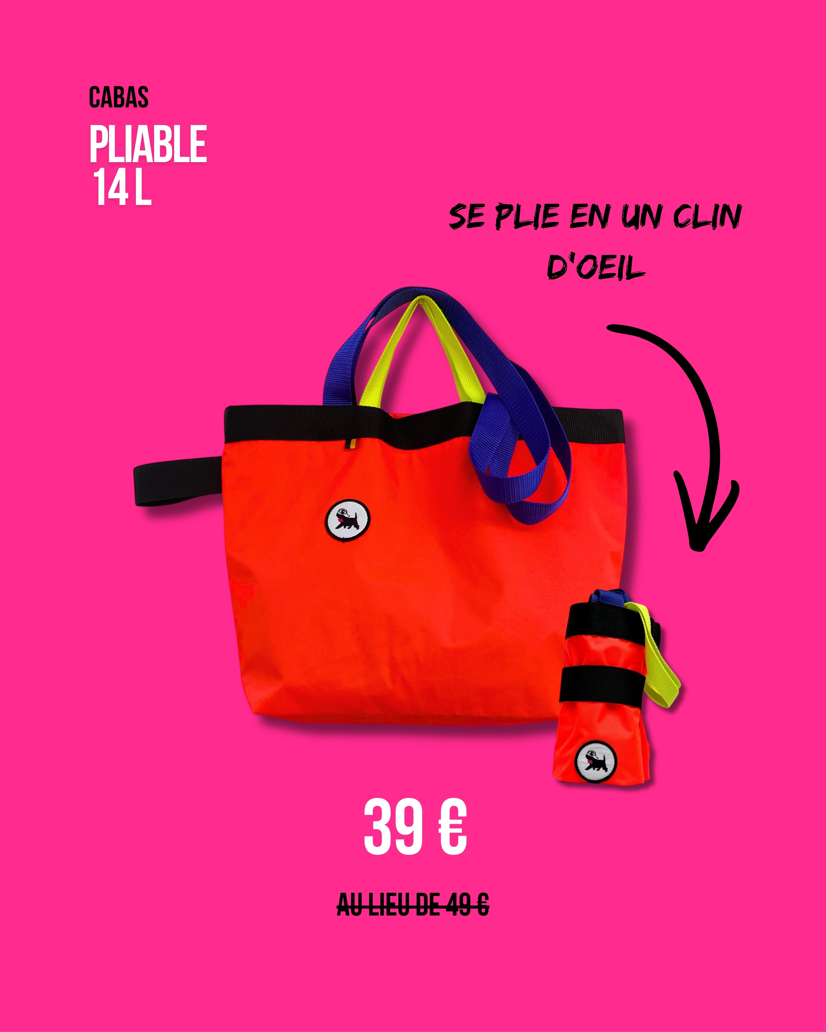 Cabas pliable 14 L - Orange fluo