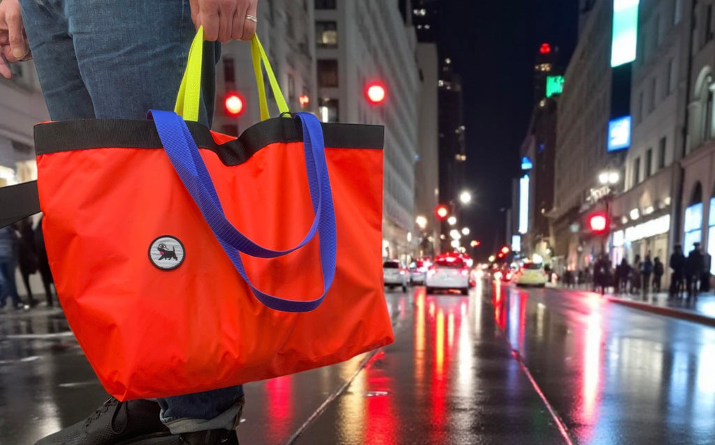 Sac de courses L, pliable, orange fluo