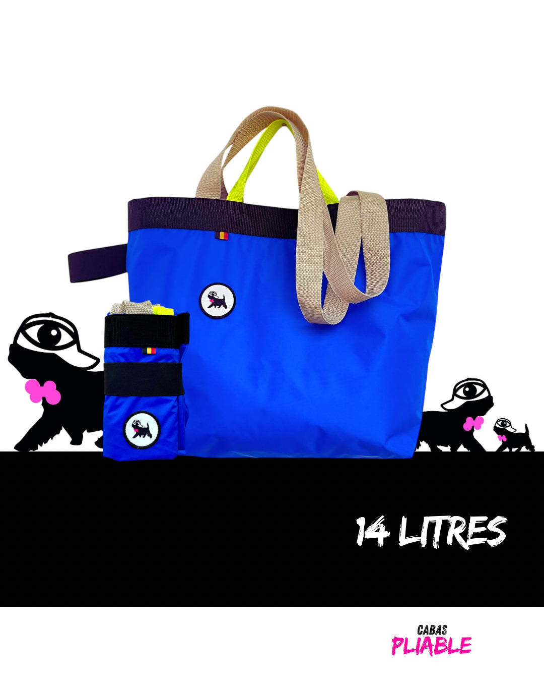 Sac de courses M, pliable, bleu roy