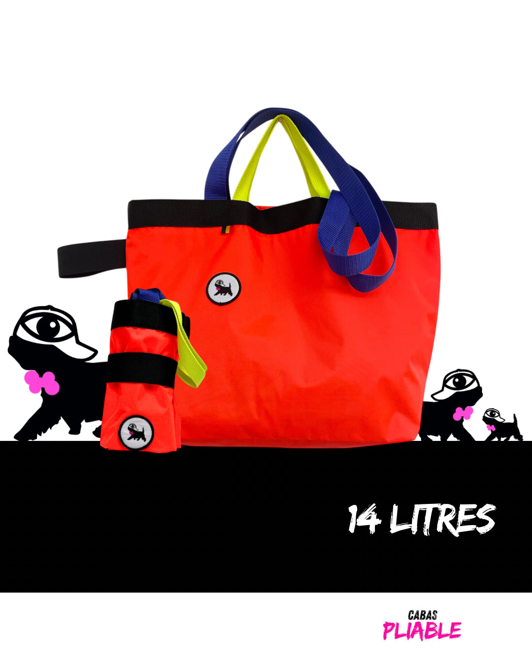 Sac de courses M, pliable, orange fluo
