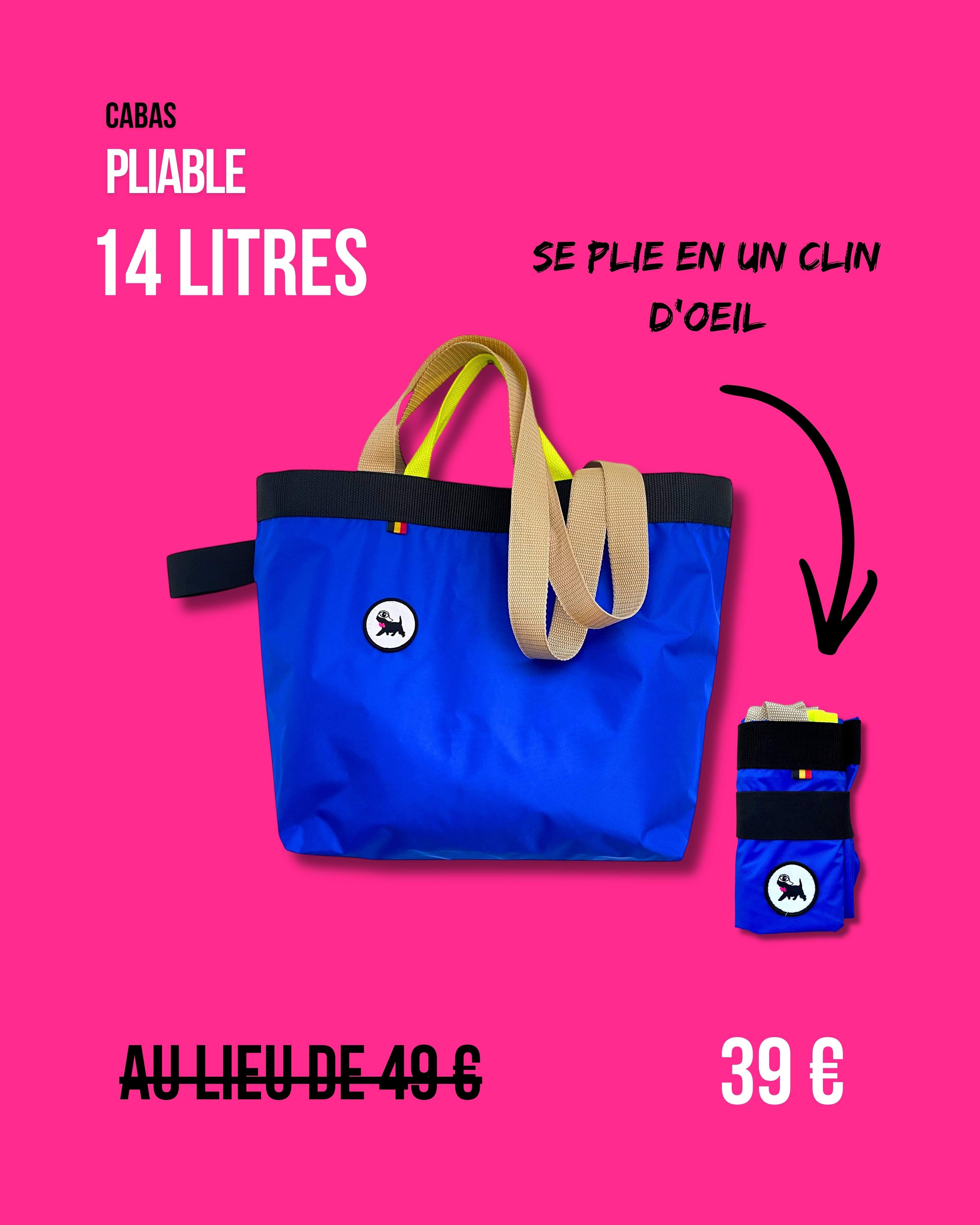 Cabas pliable 14 L - Bleu royal