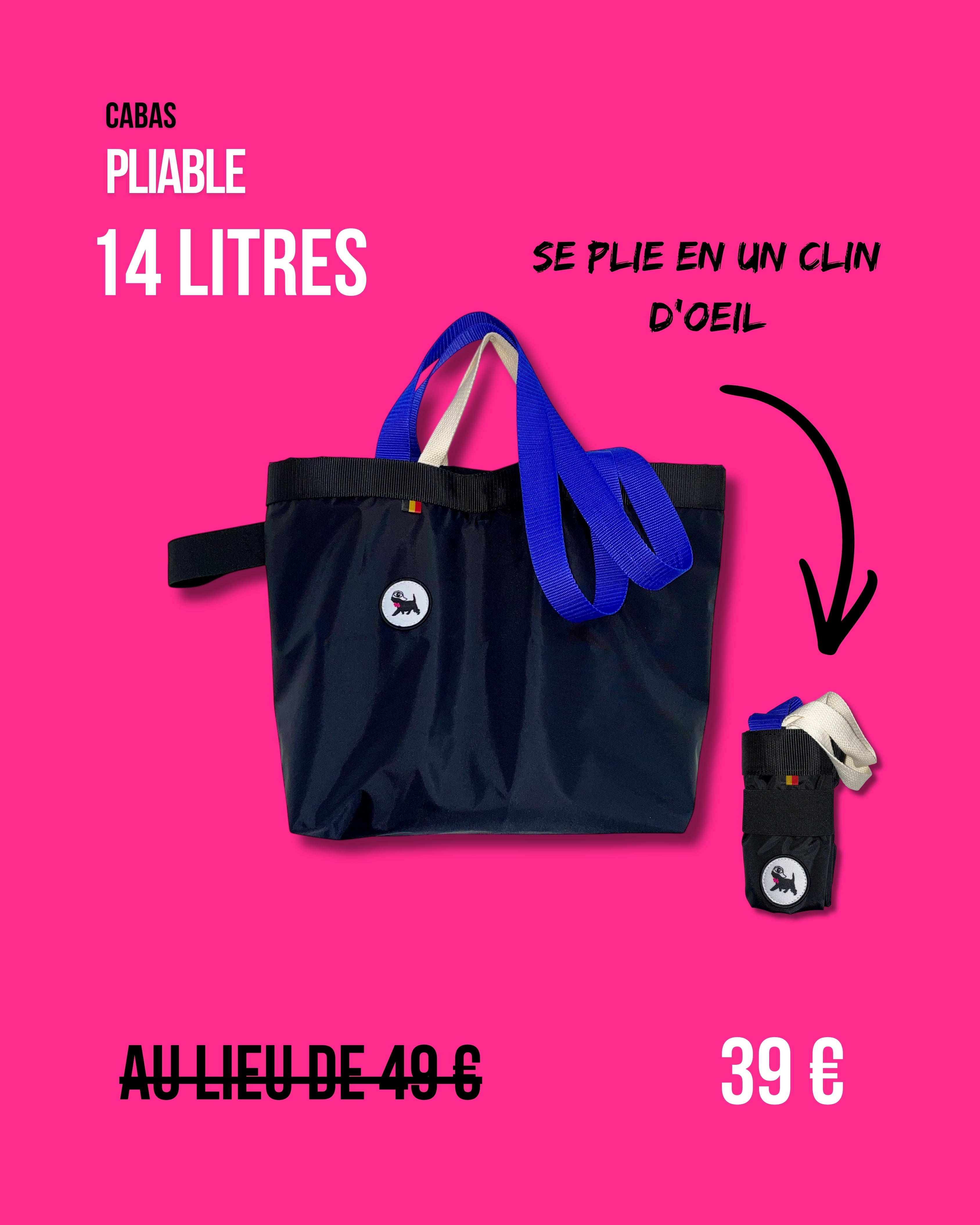 Cabas pliable 14 L - Noir