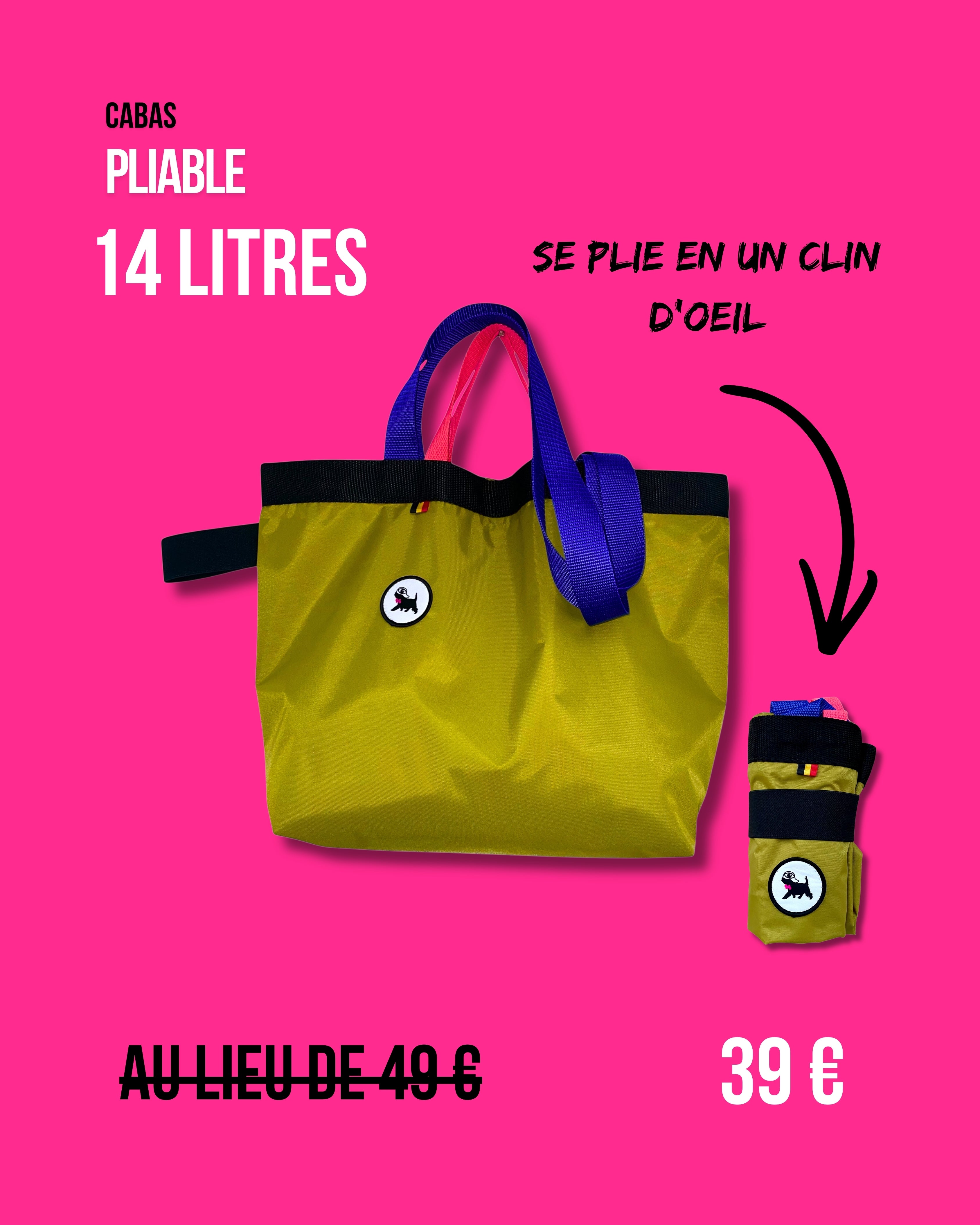 Cabas pliable 14 L - Kaki