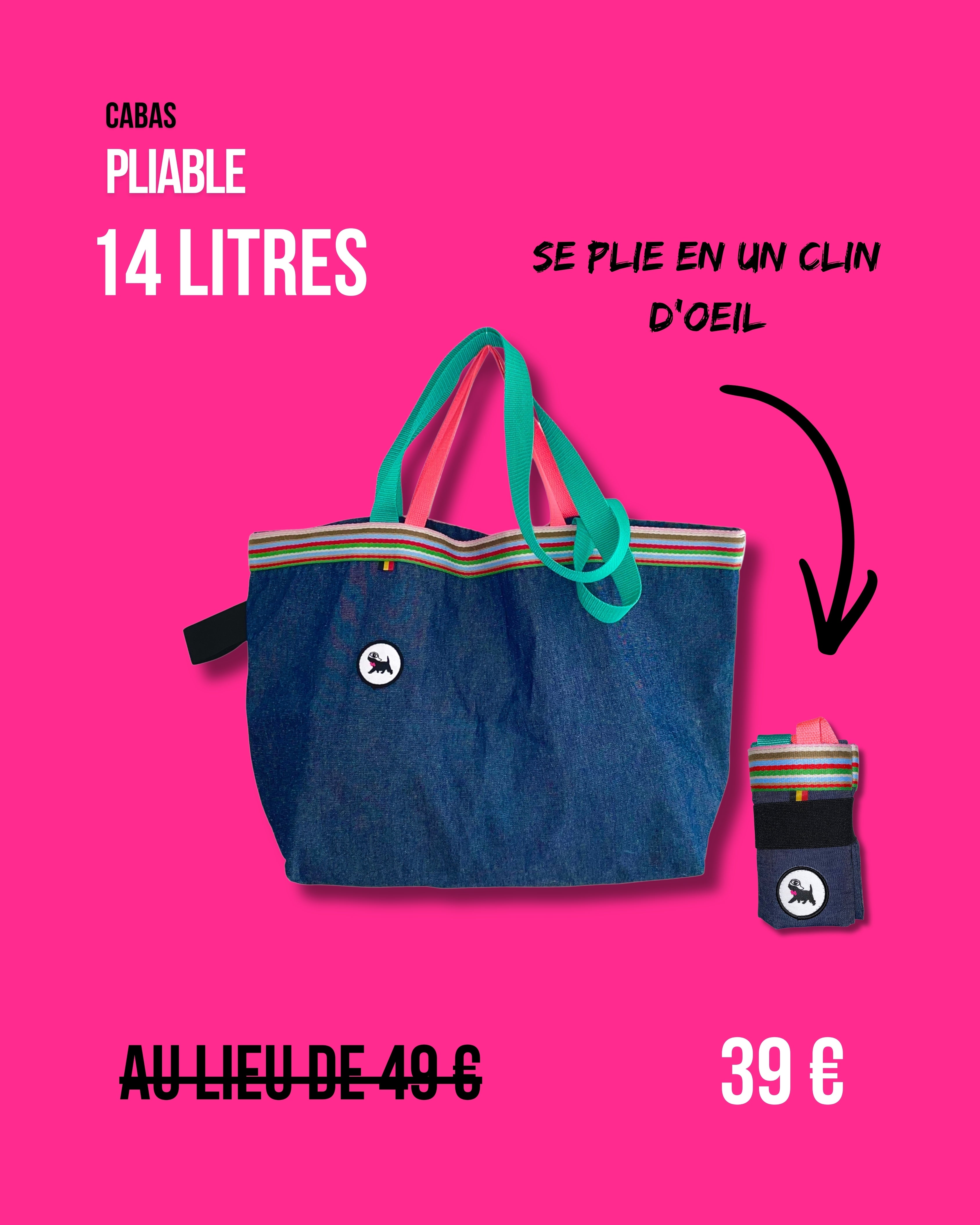 Cabas pliable 14 L - Jeans