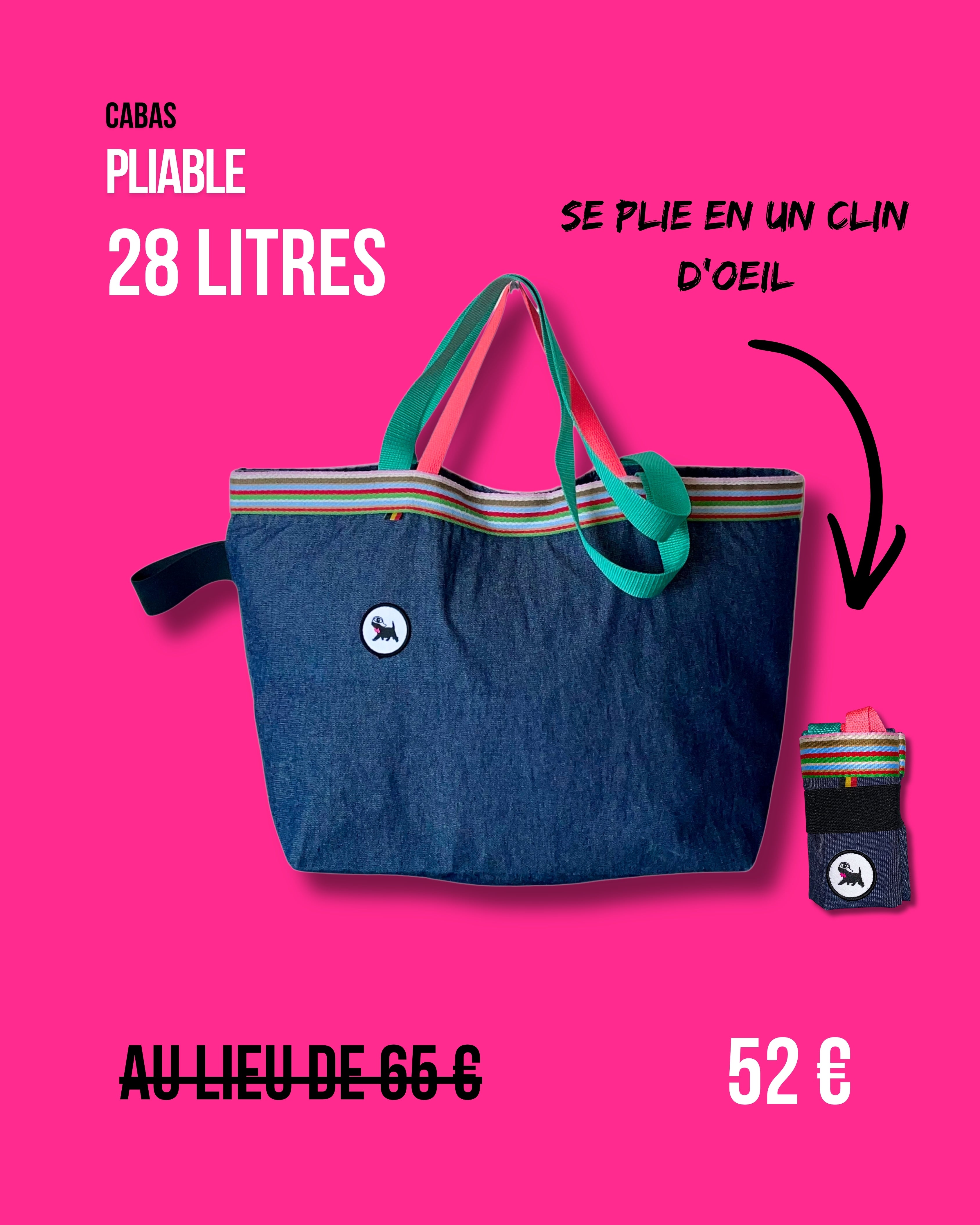 Cabas pliable 28 L - Jeans