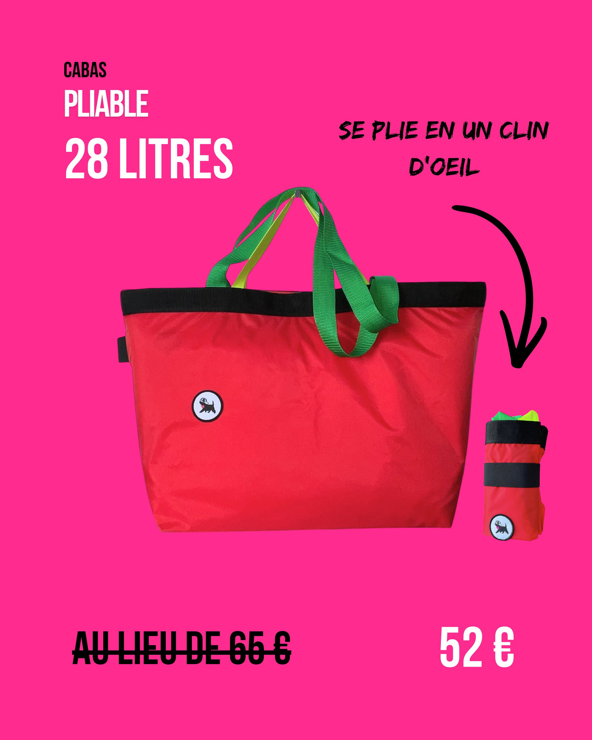 Cabas pliable 28 L - Rouge