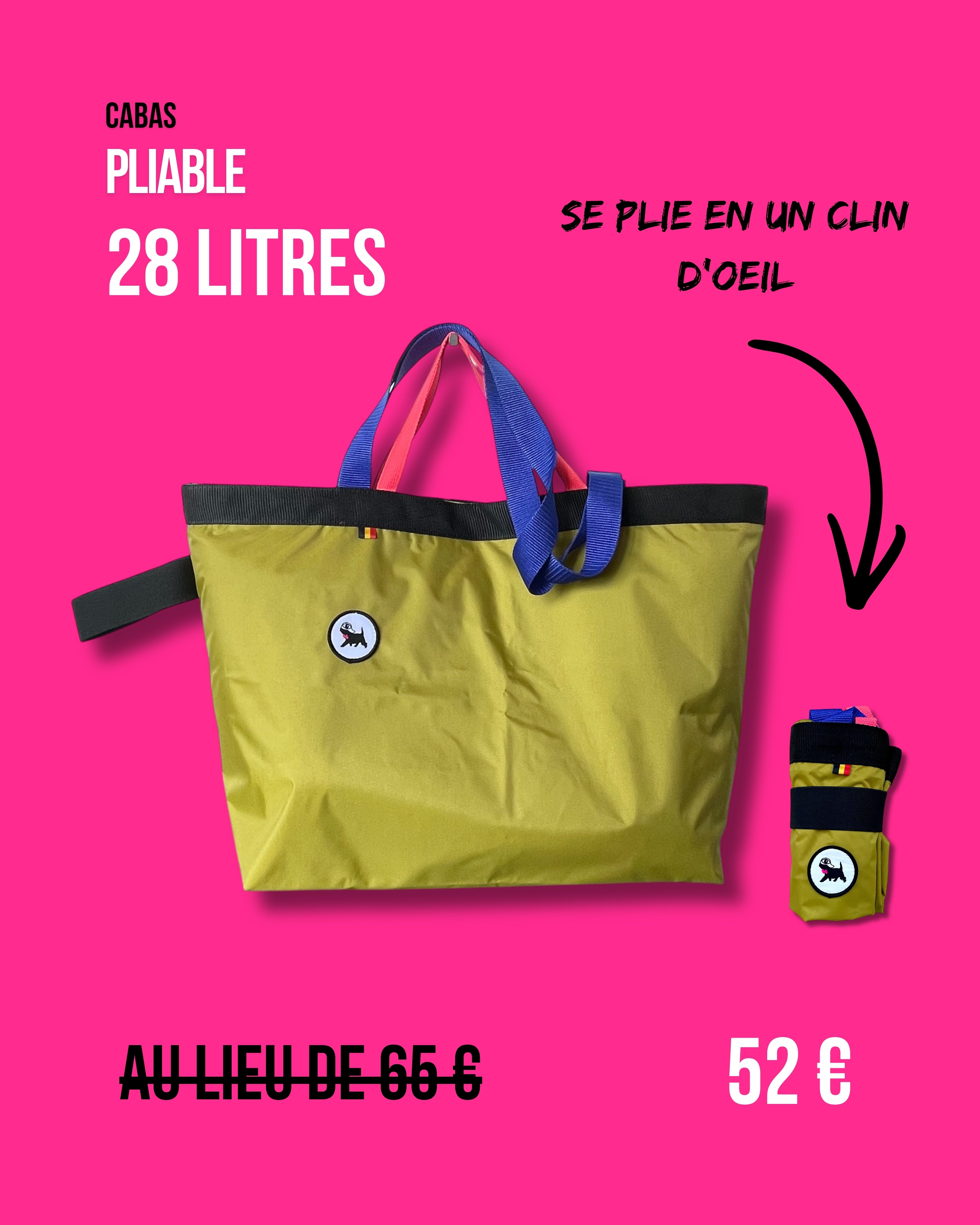 Cabas pliable 28 L - Kaki
