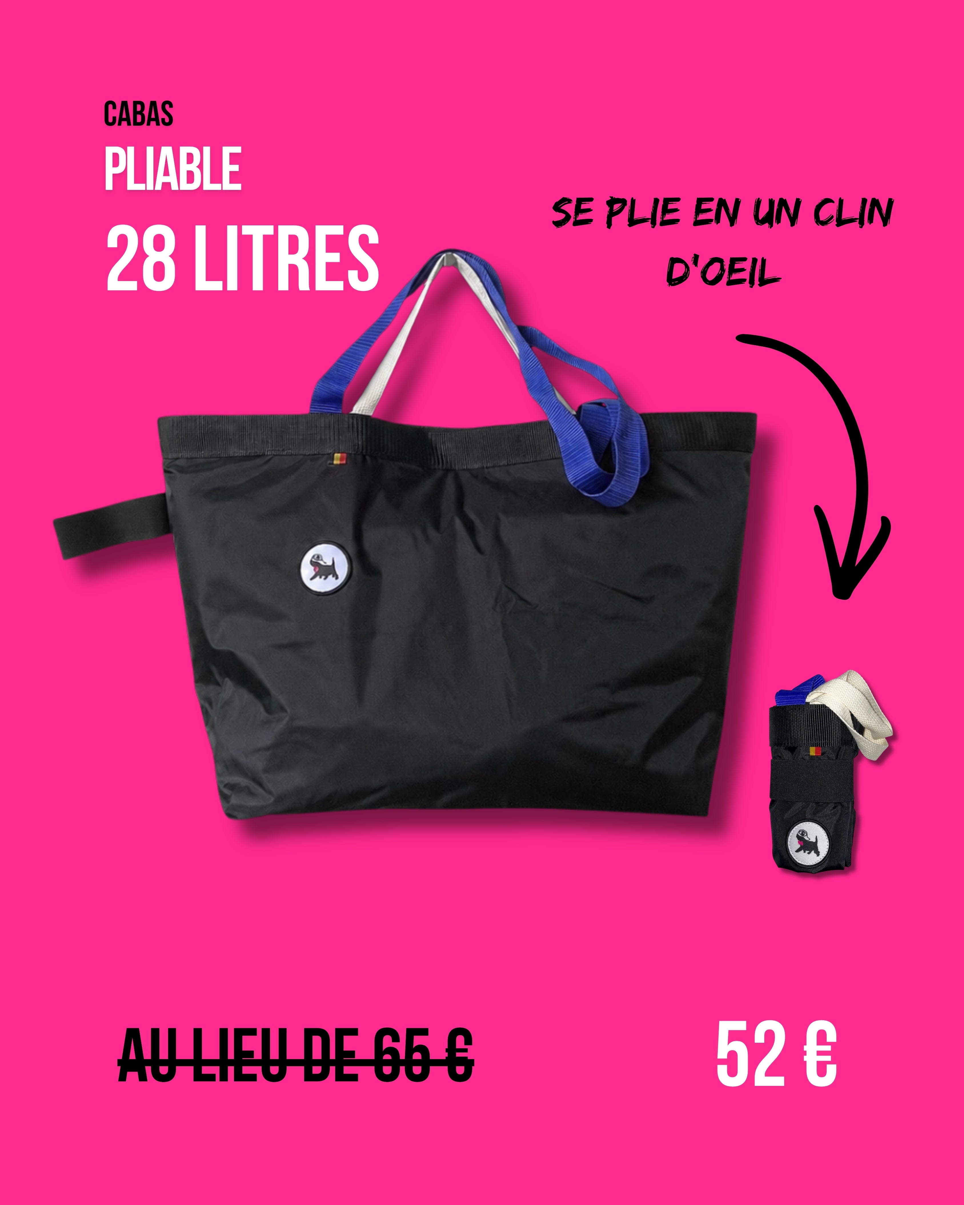 Cabas pliable 28 L - Noir