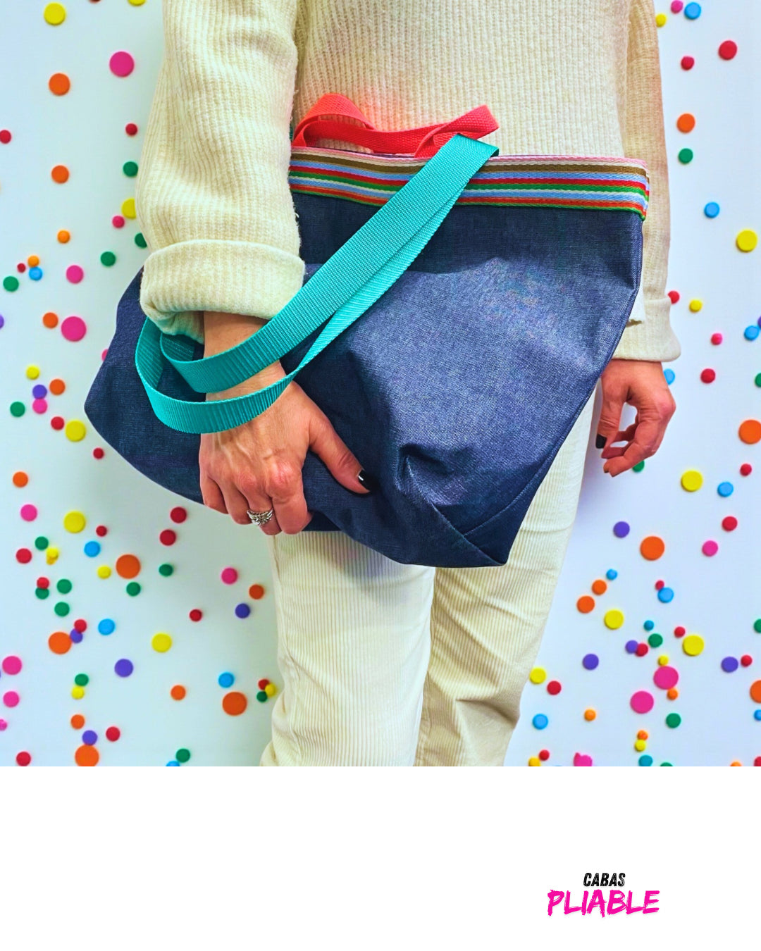 Sac de courses M, pliable, jeans