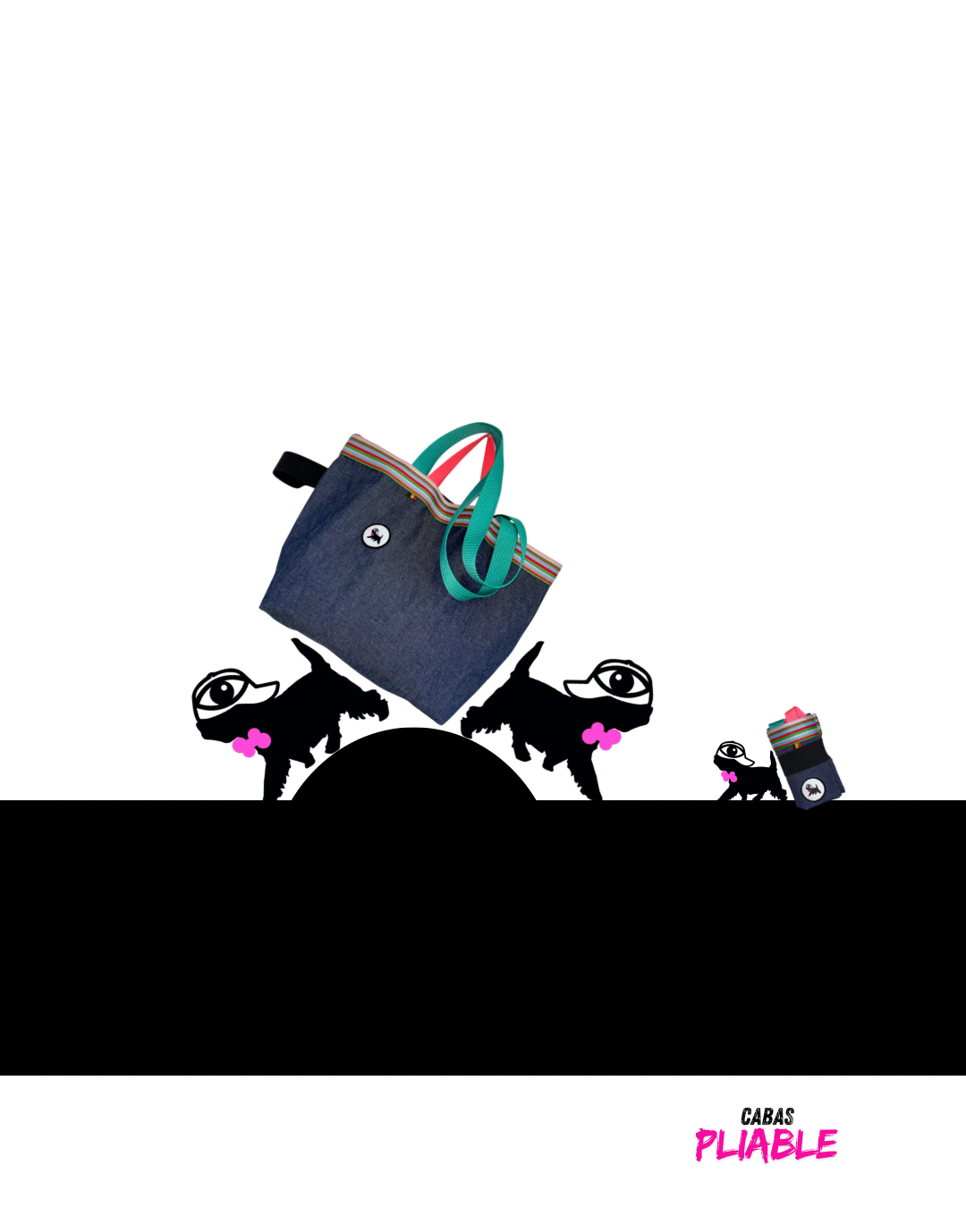 Sac de courses M, pliable, jeans