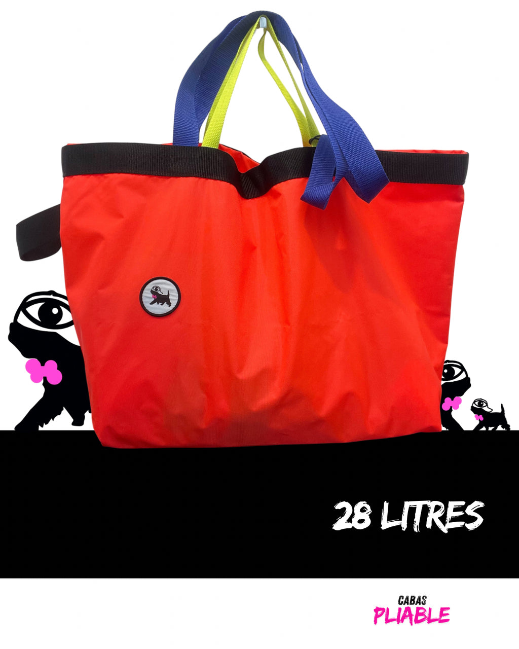 Sac de courses L, pliable, orange fluo